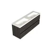 Wastafelonderkast Lumiere Zwart Eiken 4-lades - 160x45x58cm - 2-uitsparingen