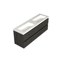 Wastafelonderkast Lumiere Zwart Eiken 4-lades - 160x45x58cm - 2-uitsparingen