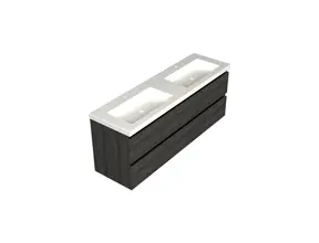 Wastafelonderkast Lumiere Zwart Eiken 4-lades - 160x45x58cm - 2-uitsparingen