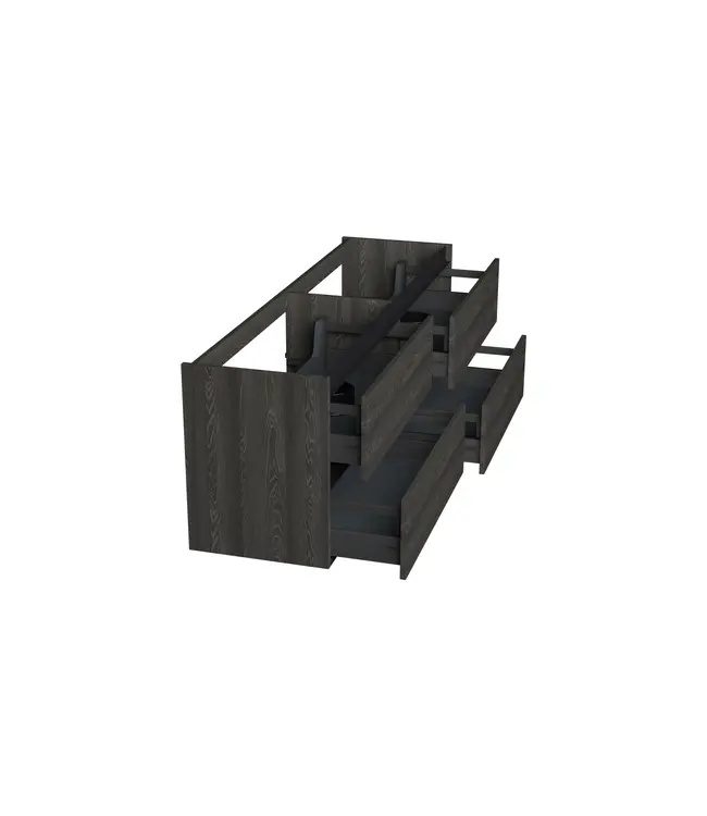 Wastafelonderkast Lumiere Zwart Eiken 4-lades - 160x45x58cm - 2-uitsparingen