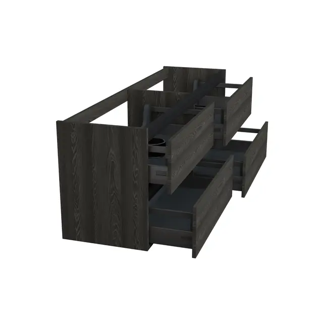 Wastafelonderkast Lumiere Zwart Eiken 4-lades - 200x45x58cm - 2-uitsparingen