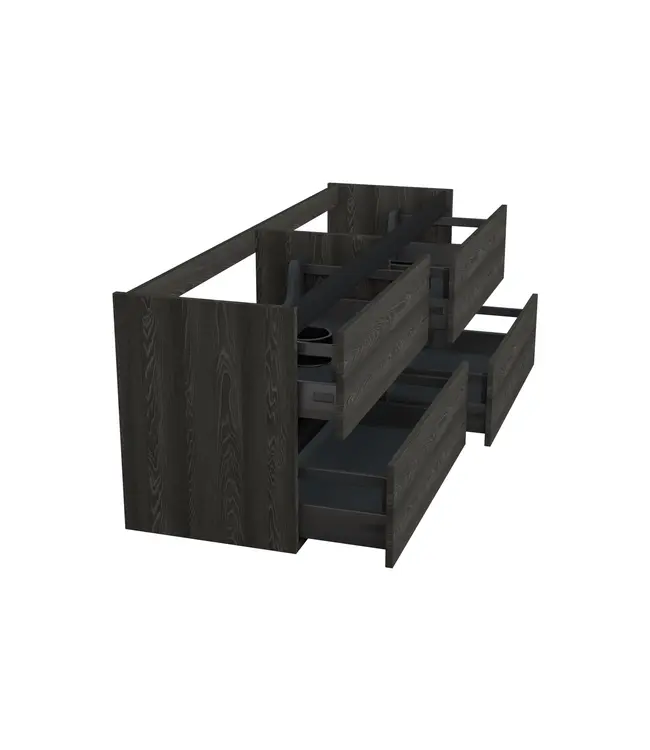 Wastafelonderkast Lumiere Zwart Eiken 4-lades - 200x45x58cm - 2-uitsparingen