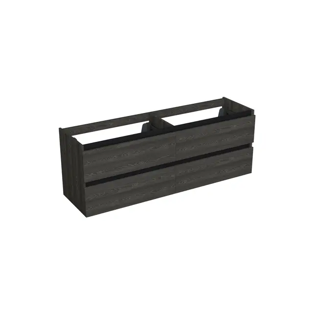 Wastafelonderkast Lumiere Zwart Eiken 4-lades - 200x45x58cm - 2-uitsparingen