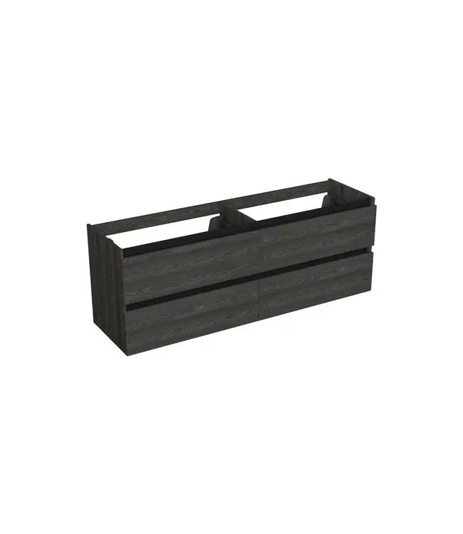 Wastafelonderkast Lumiere Zwart Eiken 4-lades - 200x45x58cm - 2-uitsparingen