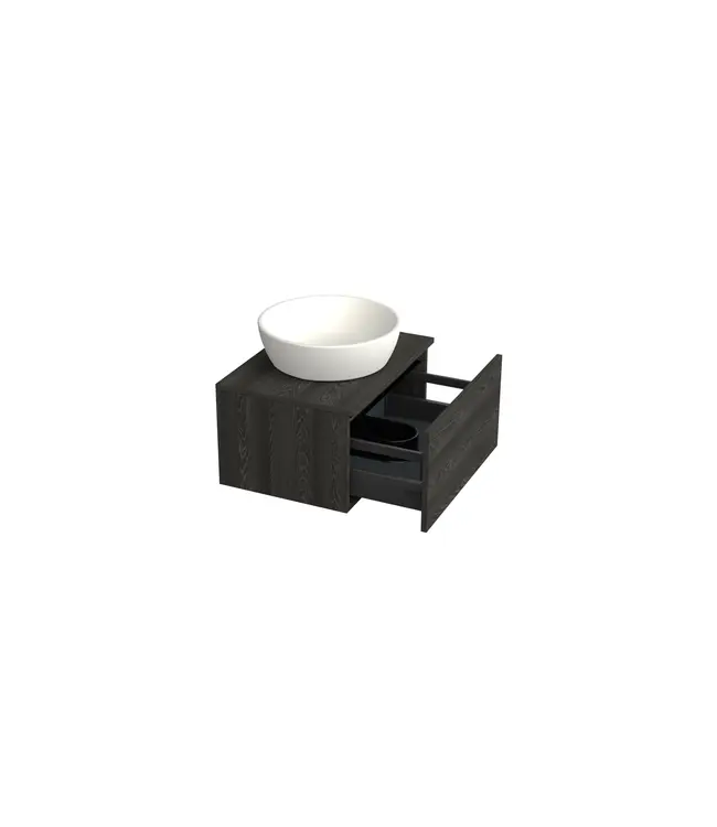 Badkamermeubel met Topblad Lumiere Zwart Eiken 60cm MDF 1 sofclose lade