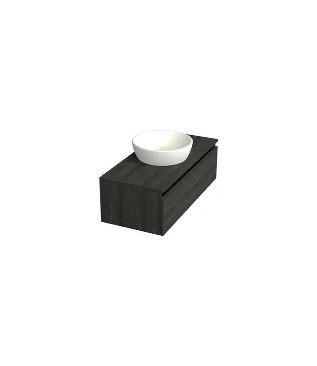 Badkamermeubel met Topblad Lumiere Zwart Eiken 100cm MDF 1 sofclose lade