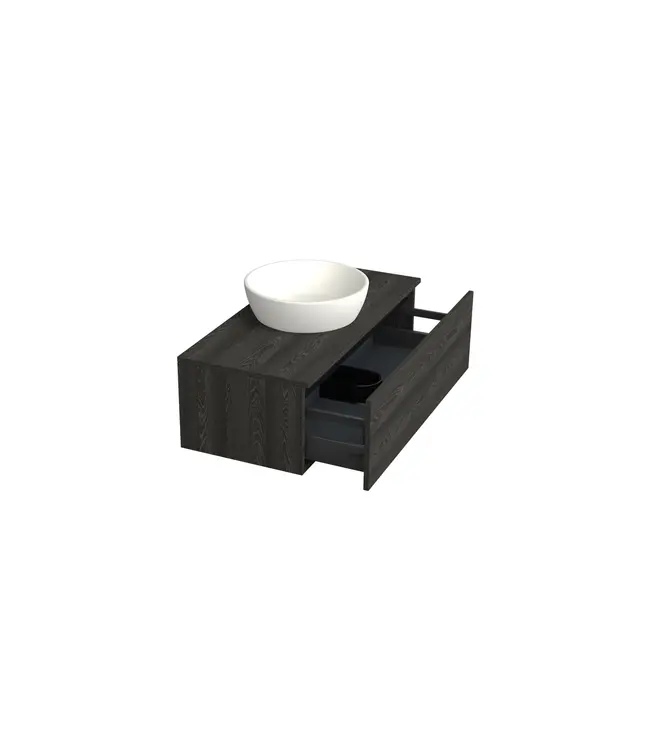 Badkamermeubel met Topblad Lumiere Zwart Eiken 100cm MDF 1 sofclose lade