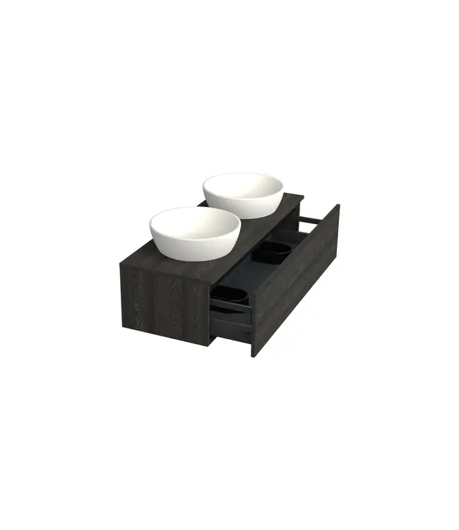 Badkamermeubel met Topblad Lumiere Zwart Eiken 120cm MDF 1 sofclose lade