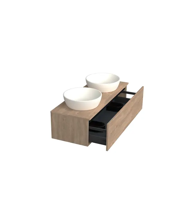 Badkamermeubel met Topblad Uludag Rustiek Eiken 120cm MDF 1 sofclose lade