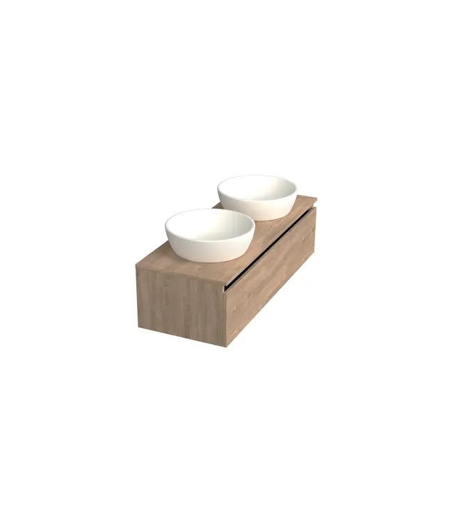 Badkamermeubel met Topblad Uludag Rustiek Eiken 120cm MDF 1 sofclose lade