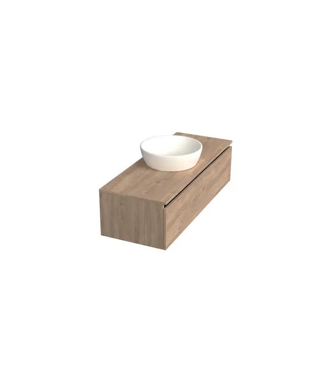 Badkamermeubel met Topblad Uludag Rustiek Eiken 120cm MDF 1 sofclose lade