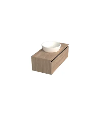 DutchLine Badkamermeubel met Topblad Uludag Rustiek Eiken 100cm MDF 1 sofclose lade