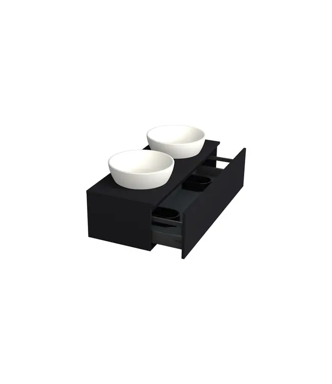 Badkamermeubel met Topblad Lumuiere Mat Zwart 120cm MDF 1 sofclose lade