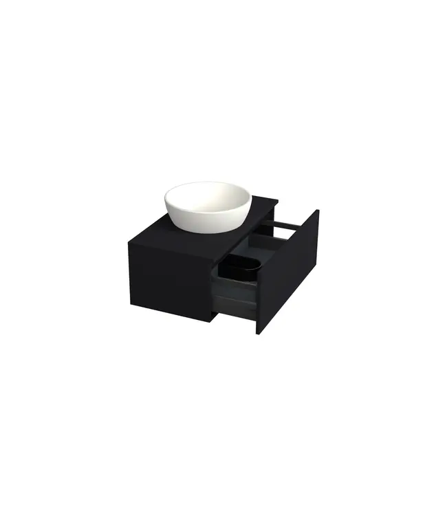Badkamermeubel met Topblad Lumuiere Mat Zwart 80cm MDF 1 sofclose lade