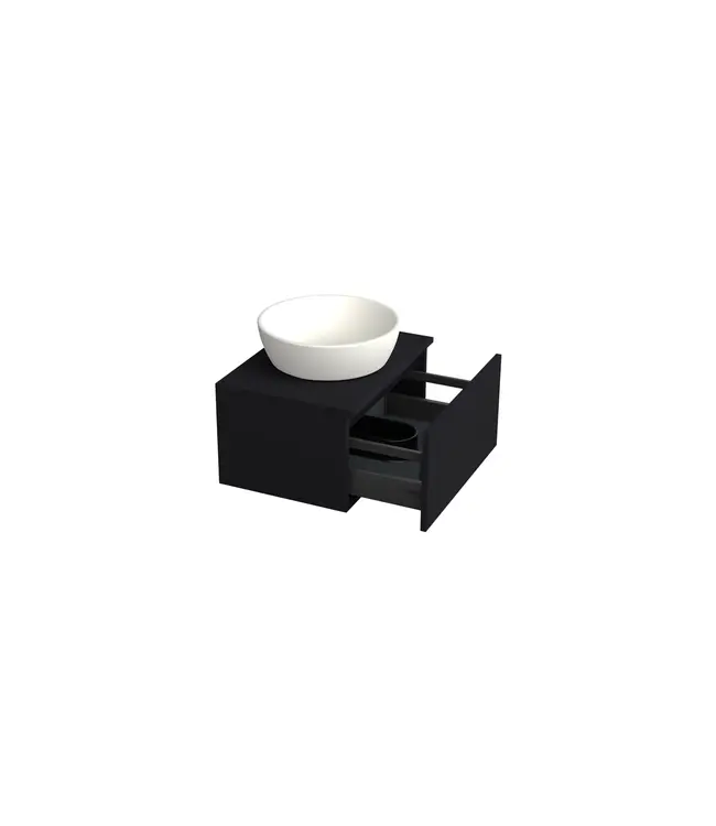 Badkamermeubel met Topblad Lumuiere Mat Zwart 60cm MDF 1 sofclose lade