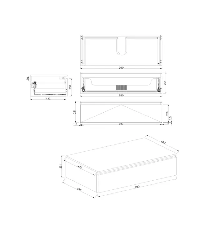 Badkamermeubel met Topblad Lepor Mat Wit 100cm MDF 1 sofclose lade