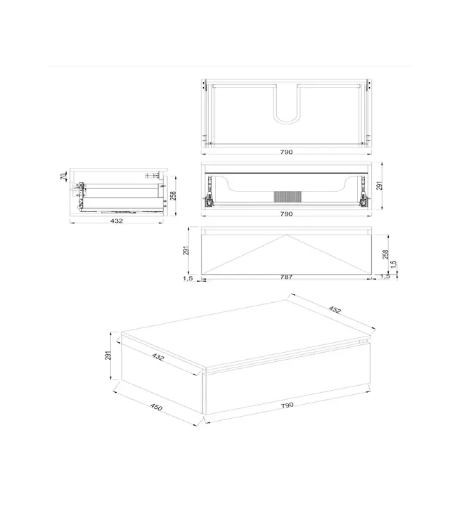 Badkamermeubel met Topblad Lepor Glans Wit 80cm MDF 1 sofclose lade