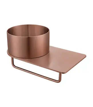 DutchLine Fontein Planchet met waskom Carina Geborsteld Koper 36x21x16cm - Zonder Kraangat