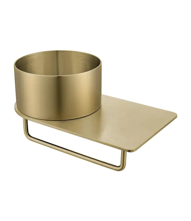 Fontein Planchet met waskom Carina Geborsteld goud 36x21x16cm - Met Kraangat