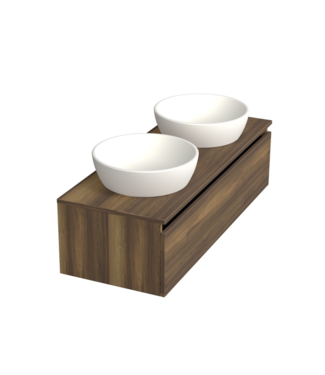 DutchLine Badkamermeubel met Topblad Hamilton Walnoot 120cm MDF 1 sofclose lade