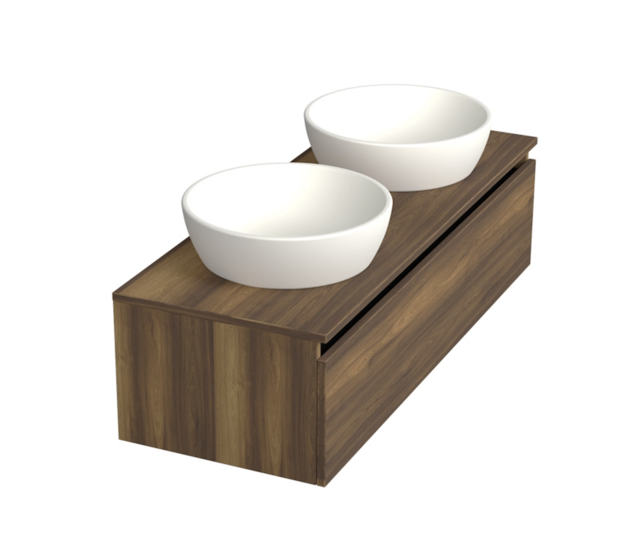 Badkamermeubel met Topblad Hamilton Walnoot 120cm MDF 1 sofclose lade