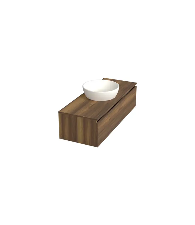 Badkamermeubel met Topblad Hamilton Walnoot 100cm MDF 1 sofclose lade