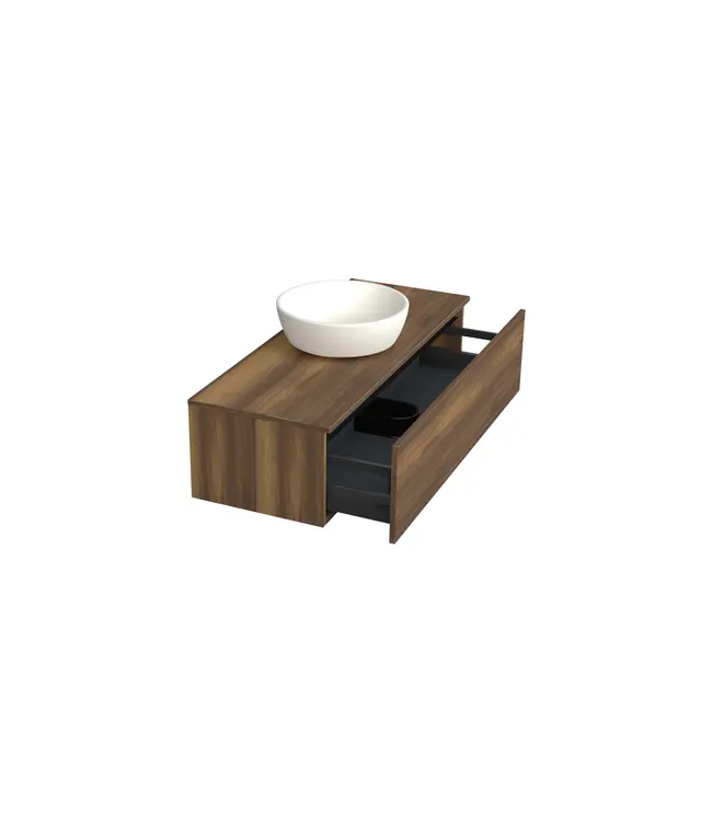 Badkamermeubel met Topblad Hamilton Walnoot 100cm MDF 1 sofclose lade