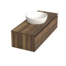 Badkamermeubel met Topblad Hamilton Walnoot 100cm MDF 1 sofclose lade