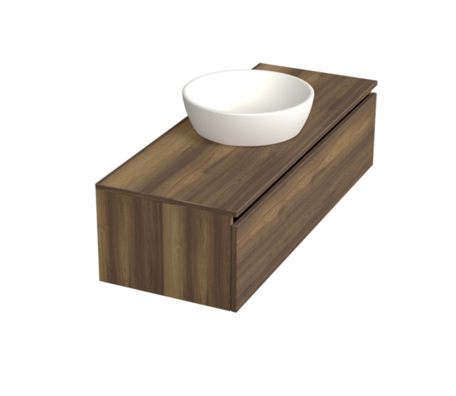 Badkamermeubel met Topblad Hamilton Walnoot 100cm MDF 1 sofclose lade