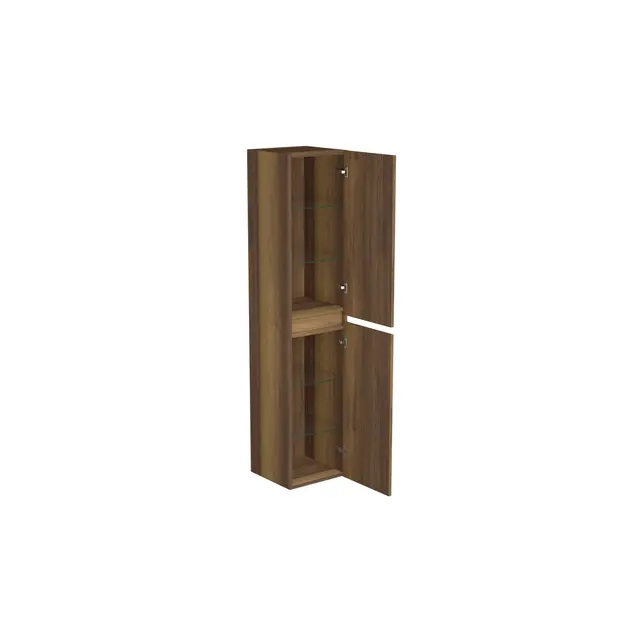 Badkamerkast Hamilton Walnoot 160x35x35cm MDF 2 Deuren Softclose Greeploos