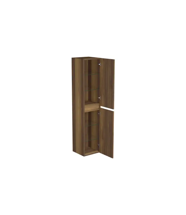 Badkamerkast Hamilton Walnoot 160x35x35cm MDF 2 Deuren Softclose Greeploos