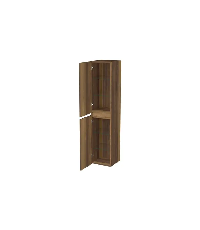 Badkamerkast Hamilton Walnoot 160x35x35cm MDF 2 Deuren Softclose Greeploos