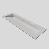 Wastafel 140x47x1cm Mat Wit Enkel Silk Solid Surface met kraangaten