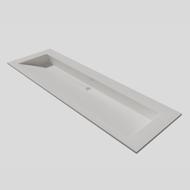 Wastafel 140x47x1cm Mat Wit Enkel Silk Solid Surface met kraangaten