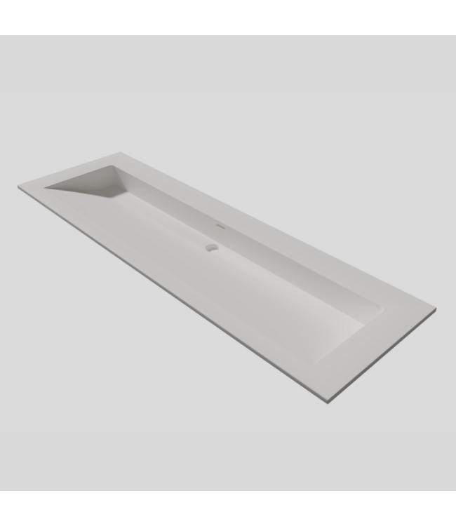 Wastafel 140x47x1cm Mat Wit Enkel Silk Solid Surface met kraangaten
