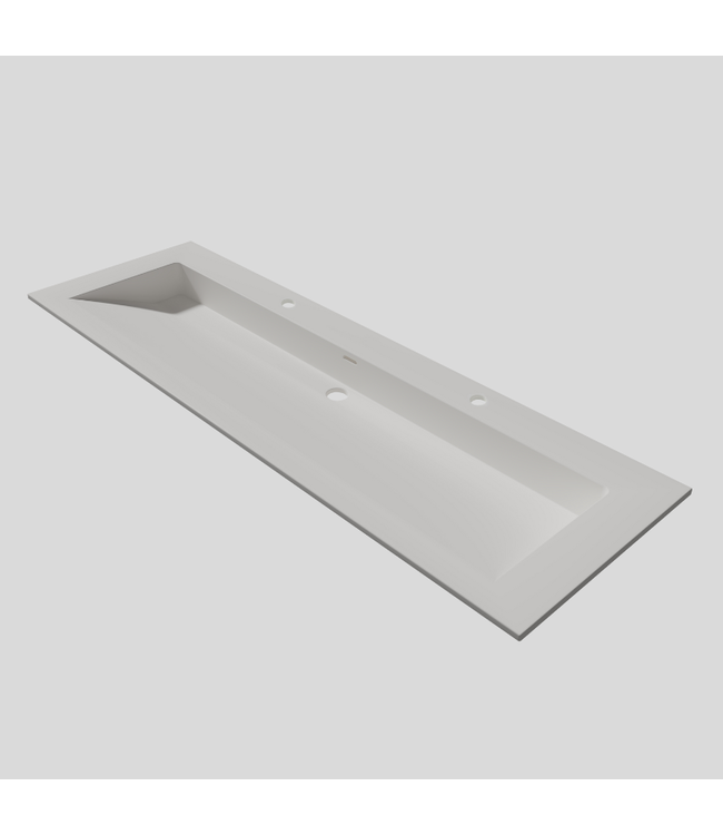 Wastafel 140x47x1cm Mat Wit Enkel Silk Solid Surface zonder kraangaten