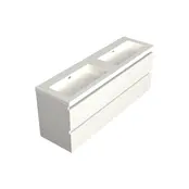 Wastafelonderkast Lepor Glans Wit 4-lades - 200x45x58cm - 2-uitsparingen