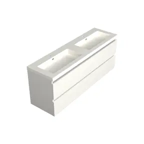 Wastafelonderkast Lepor Glans Wit 4-lades - 200x45x58cm - 2-uitsparingen