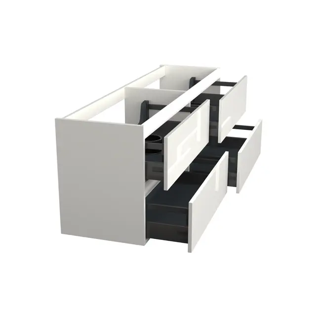 Wastafelonderkast Lepor Glans Wit 4-lades - 200x45x58cm - 2-uitsparingen