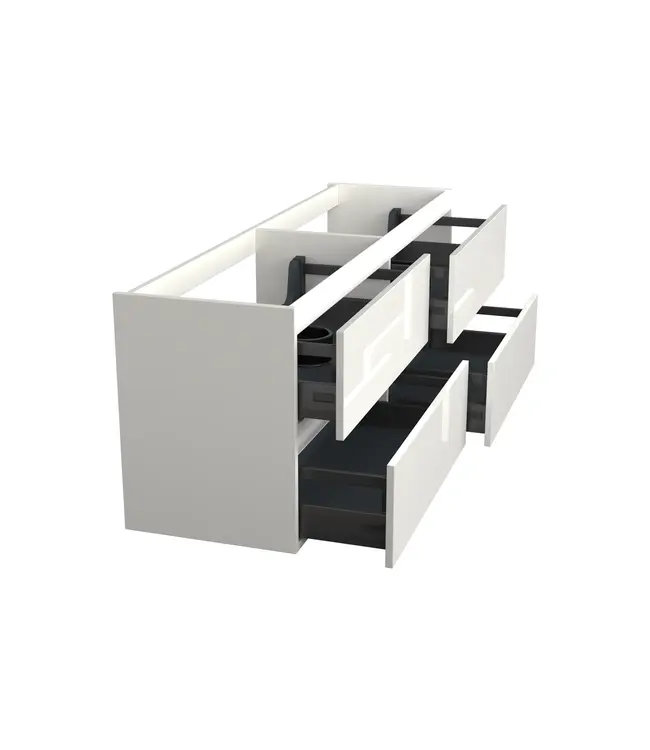 Wastafelonderkast Lepor Glans Wit 4-lades - 200x45x58cm - 2-uitsparingen