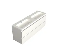 Wastafelonderkast Lepor Mat Wit 4-lades - 200x45x58cm - 2-uitsparingen