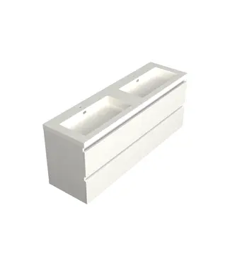 DutchLine Wastafelonderkast Lepor Mat Wit 4-lades - 200x45x58cm - 2-uitsparingen