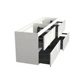 Wastafelonderkast Lepor Mat Wit 4-lades - 200x45x58cm - 2-uitsparingen