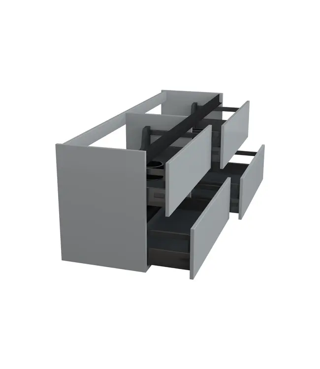 Wastafelonderkast Lumiere Mat Grijs 4-lades - 200x45x58cm - 2-uitsparingen