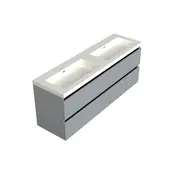 Wastafelonderkast Lumiere Mat Grijs 4-lades - 200x45x58cm - 2-uitsparingen