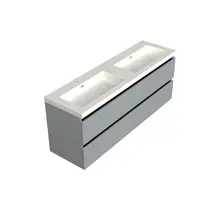 Wastafelonderkast Lumiere Mat Grijs 4-lades - 200x45x58cm - 2-uitsparingen