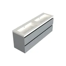 Wastafelonderkast Lumiere Mat Grijs 4-lades - 200x45x58cm - 2-uitsparingen