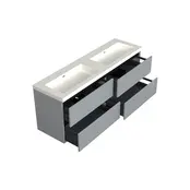 Wastafelonderkast Lumiere Mat Grijs 4-lades - 200x45x58cm - 2-uitsparingen