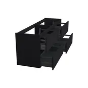 Wastafelonderkast Lumiere Mat Zwart 4-lades - 200x45x58cm - 2-uitsparingen
