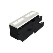 Wastafelonderkast Lumiere Mat Zwart 4-lades - 200x45x58cm - 2-uitsparingen